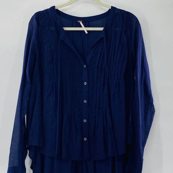 Free People Sisters of the Moon Pleated Button Front High Low Purple Top Size XS - Picture 5 of 13